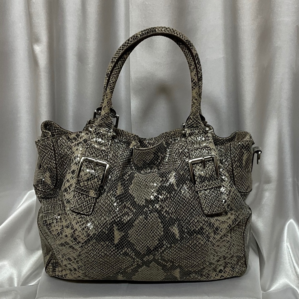 Michael Kors beige/black snake skin larger satchel MIK005   18-H3d - Picture 2 of 11